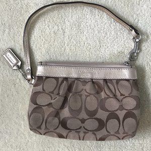 COACH Beige Signature Wristlet